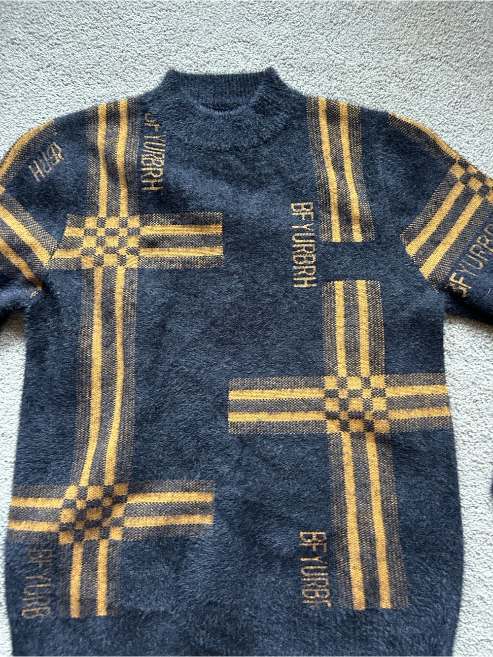 NWOT Unisex Black and Gold Patterned Sweater image 2